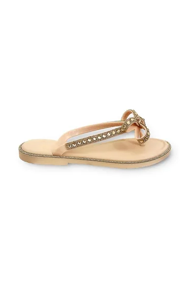 Lemonade Crystal Glamour Bow Flip Flops Limited Edition Rose Gold