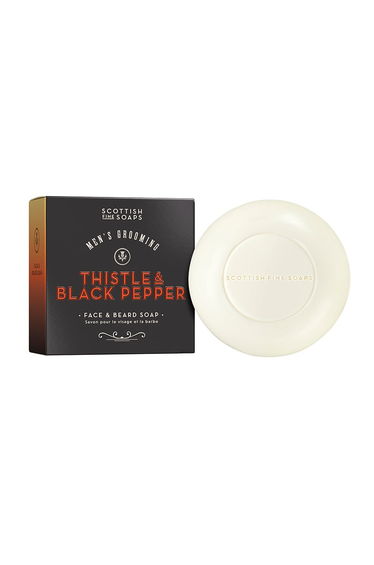 Scottish Fine Soaps Thistle & Black Pepper Face & Beard Soap 100g in C