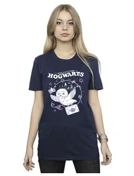 Harry Potter Womens/Ladies Owl Letter From Hogwarts Cotton Boyfriend T-Shirt - Navy Blue