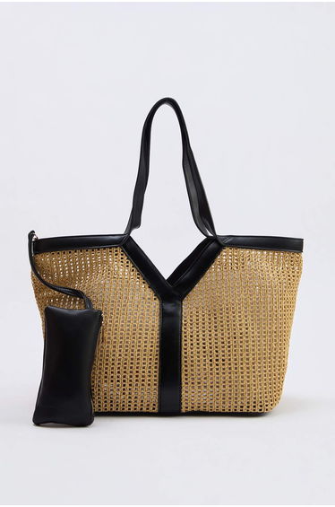 Camel Wicker Maxi Size Women's Shoulder Bag