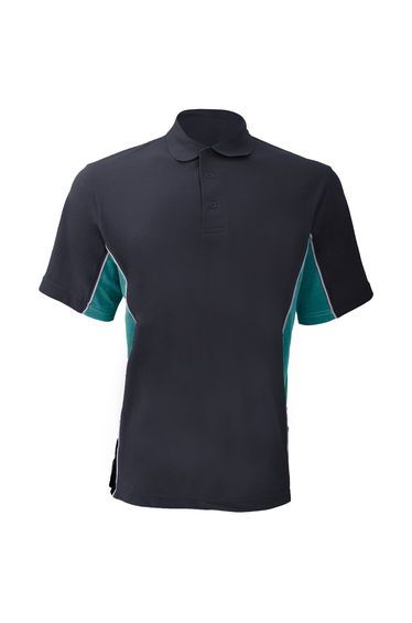 Gamegear® Mens Track Pique Short Sleeve Polo Shirt Top - Navy/Turqoise