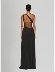 Lateefah One Shoulder Split Maxi Dress In Black - 3