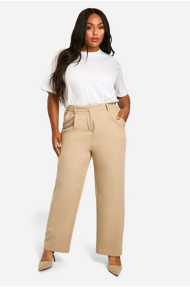 Plus Straight Leg Tailored Trouser - stone