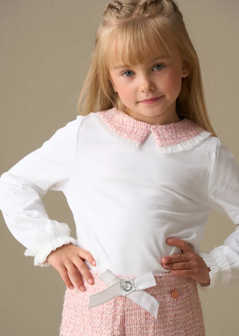 Faye Tweed Collar Ls Top - 1
