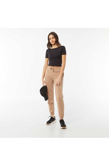 Backless cropped stretch knit T-shirt BLACK