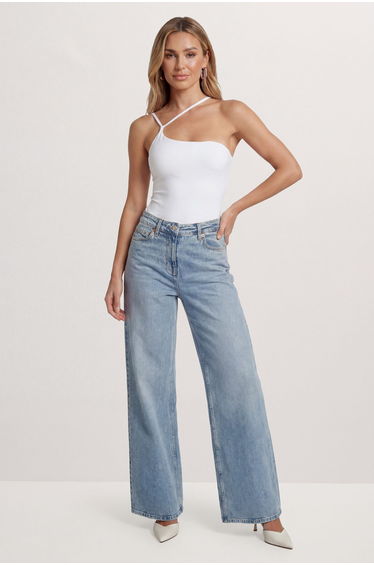 Slinky Double Strap Asymmetric Bodysuit