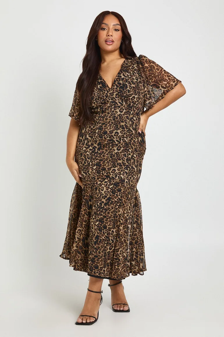 Plus Leoaprd Long Sleeve Skater Dress - leopard Boohoo Multicolour : Dresses  : VogaCloset Oman