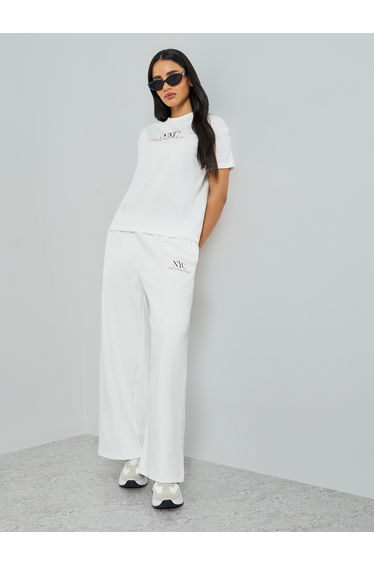 White NYC Print Cotton T-Shirt