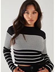 High Neck Mixed Stripe Jumper - 2