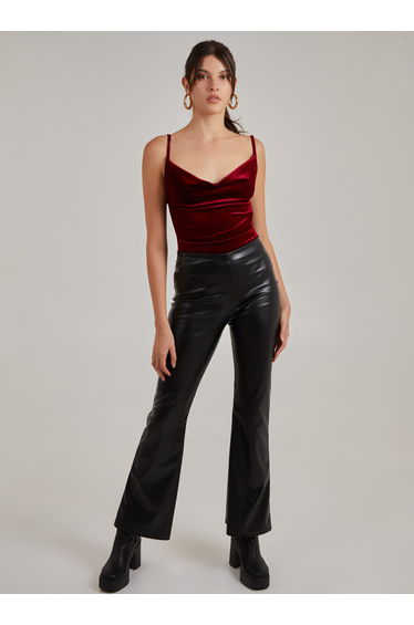 Flare Leather Look Trousers