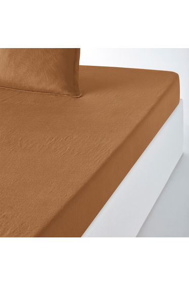Linot 100% Washed Linen Fitted Sheet for Thick Mattresses