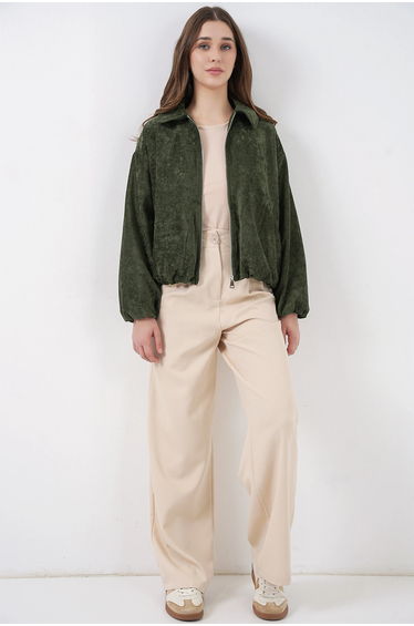 BDART Oversized Velvet Zip-Up Jacket with Pockets