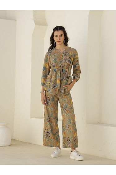 Floral Printed Cotton Top and Pyjama Set