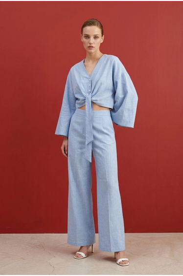MY FASHION Cotton Co-ord Set with Tie Detail