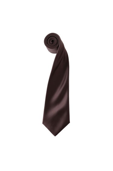 Premier Mens Plain Satin Tie (Narrow Blade) - Brown