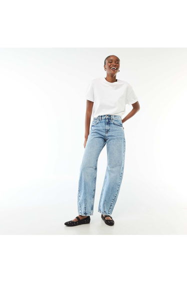 Cotton Denim Balloon Pants BLUE