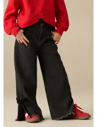Lena Velvet Bow Jean - Black