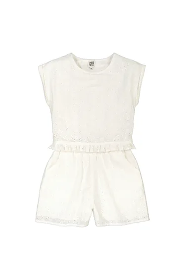 أفرول قصير قطن بتخريم إنجليزي بكشكش 