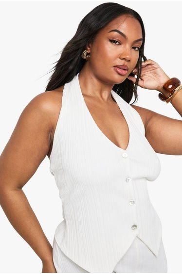 Plus Ripple Rib Waistcoat Top