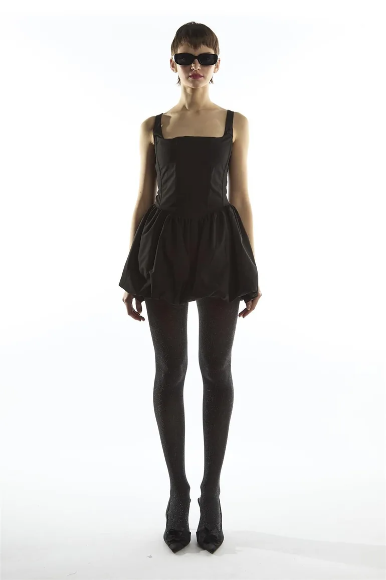 black balloon mini dress Black Bubble Hem Mini Dress main image 1
