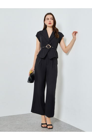Women Belted Tailored Top and Pants Co-Ords