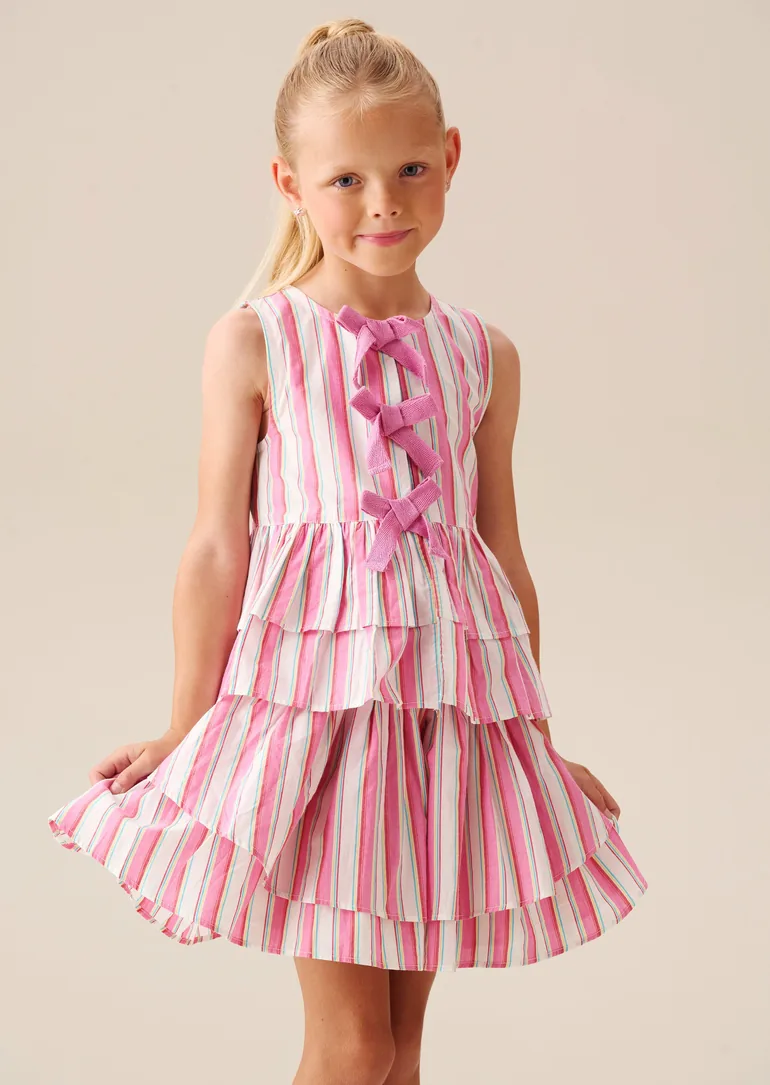 Tammy Stripe Tie Front Waistcoat Top - Pink