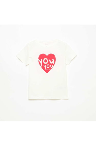 Short-sleeved T-shirt with printed message WHITE