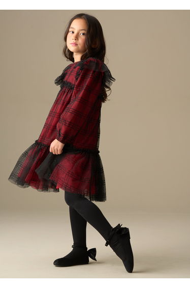Tia Sequin Tartan Mesh Dress