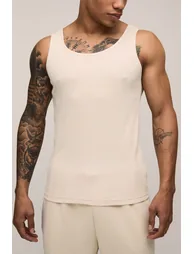 Basic Slim Fit Ribbed Vest - ecru - 1