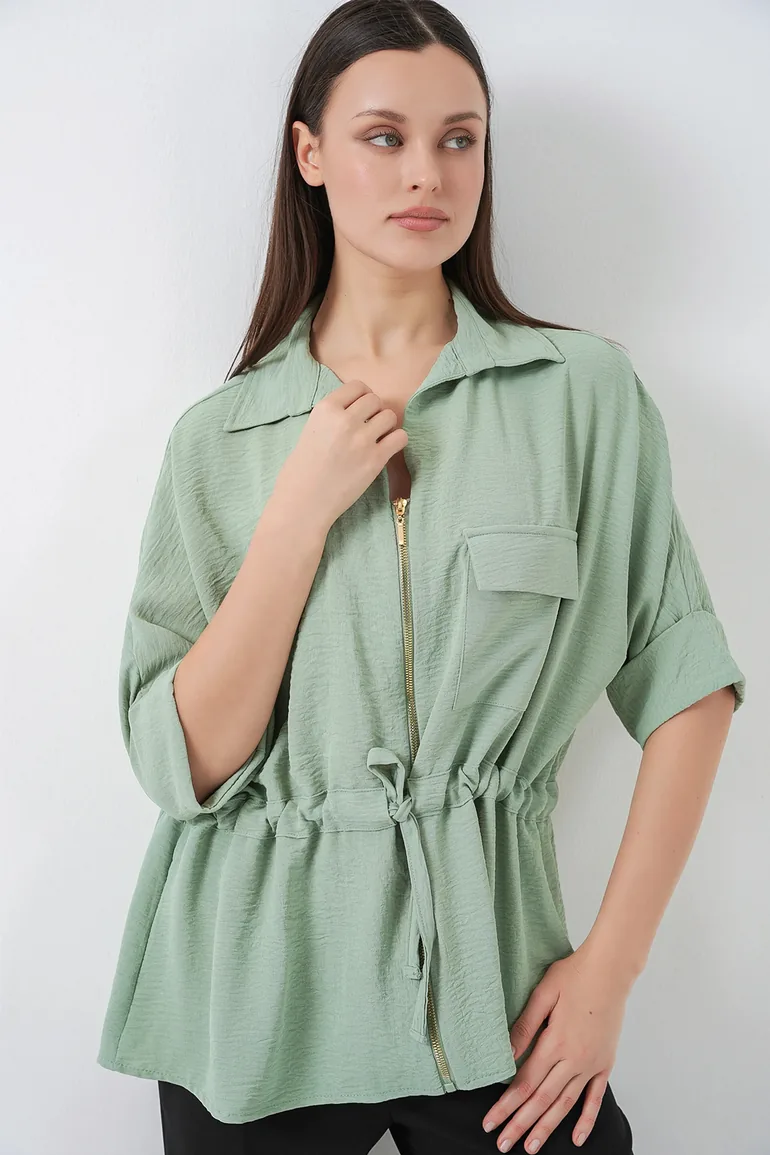BDART Textured Zippered Shirt with Pocket - 2