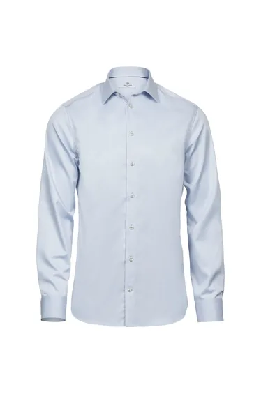 Tee Jays Mens Luxury Slim Fit Long Sleeve Oxford Shirt - Light Blue