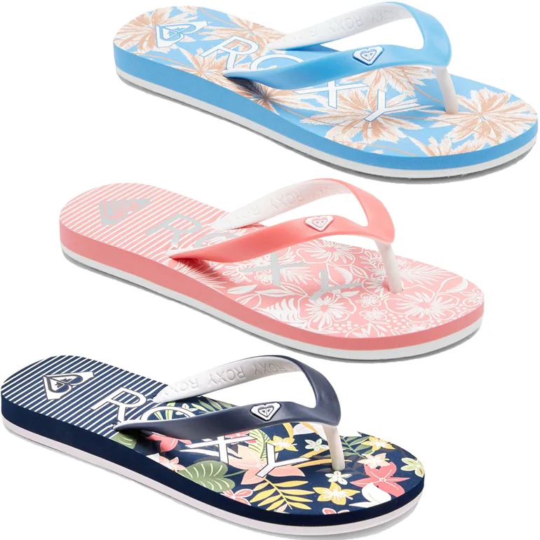 Roxy Girls Tahiti Floral Summer Beach Holiday Sandals Flip Flops - 1