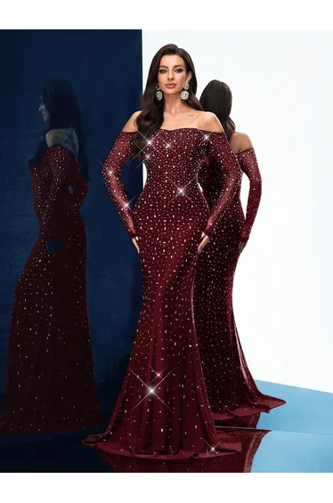 Hot Drill Formal Women Rhinestone Dress