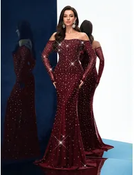 Hot Drill Formal Women Rhinestone Dress - 1