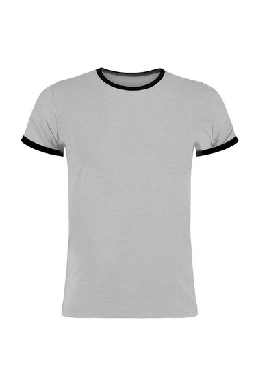 Kustom Kit Mens Ringer Fashion T-Shirt - Black/Light Grey Marl