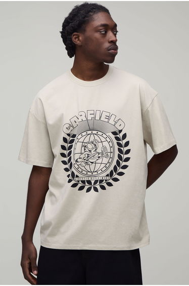 Oversized Garfield License Print T-shirt - stone