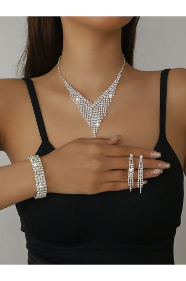 3-Piece Embellished Necklace, Bracelet And Earrings Jewelry Set
