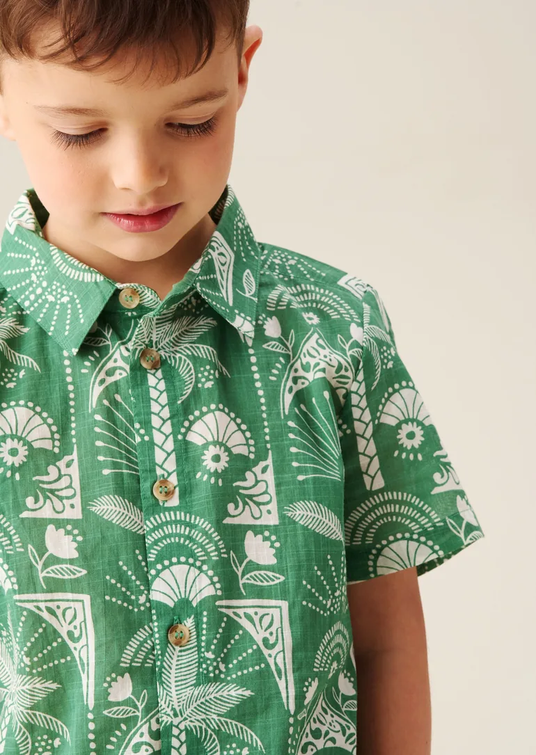 Alfie Green Palm Print Shirt - 1