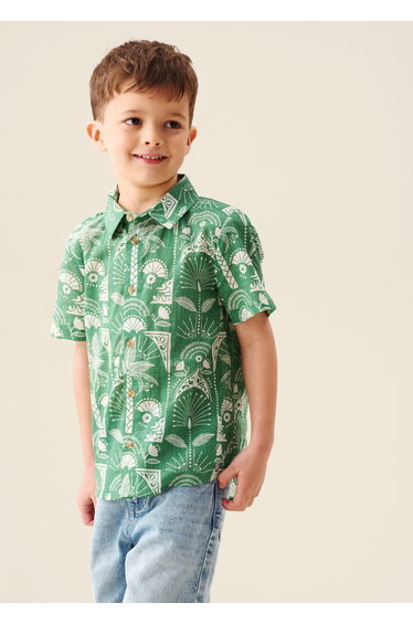 Alfie Green Palm Print Shirt
