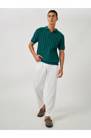Textured Short Sleeve Relaxed Fit Polo T-Shirt