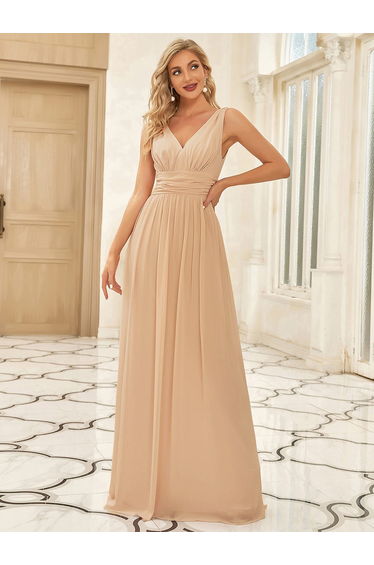 ever HUSH|Chiffon Empire Waist Sleeveless Pleated Bridesmaid Dress