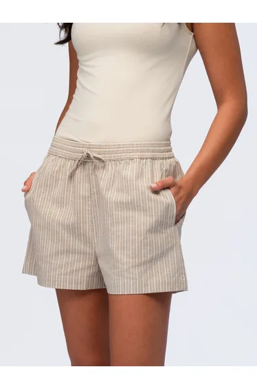 Linen Shorts - BEIGE & CREAM STRIPES