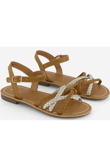 Multi-Strap Braided Sandals BROWN