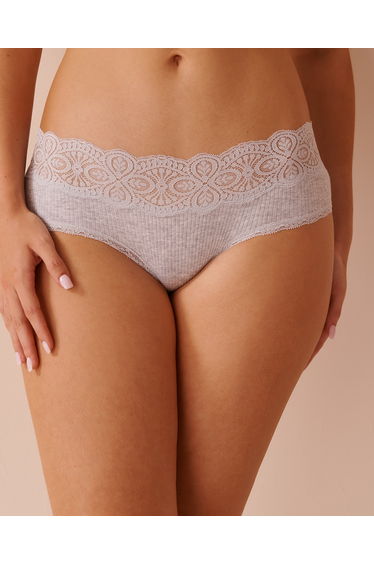 Lace Trim Ribbed Hiphugger Panty