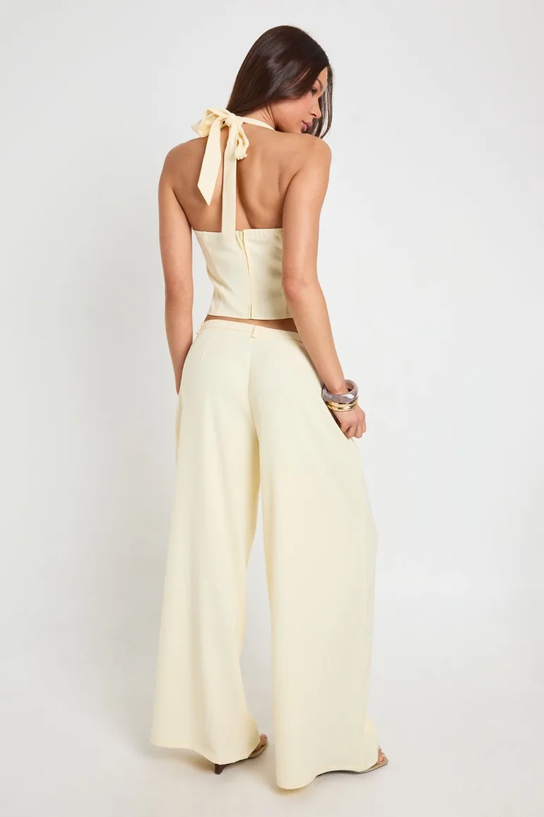 Extreme Wide Leg Tailored Trousers - lemon - 1