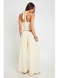 Extreme Wide Leg Tailored Trousers - lemon - 1