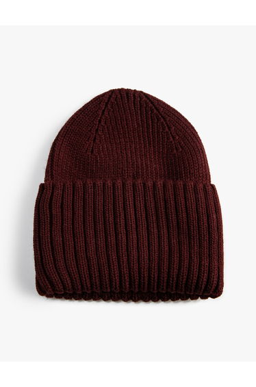 Rib-Knit Beanie with Wide Foldover Cuff