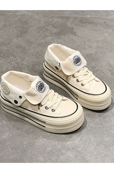 Women Canvas Lace-Up Chunky Sneakers