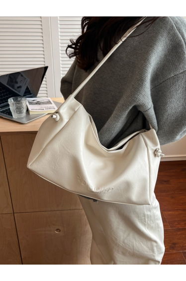 White Faux Leather Shoulder Bag