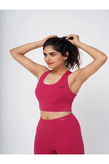 Women Red Cross Strap Nova Active Sports Bra